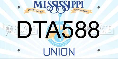 DTA588 Mississippi License Plate
