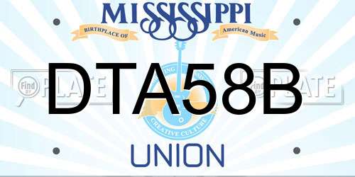 DTA58B Mississippi License Plate