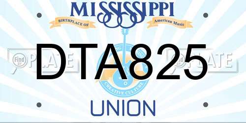 DTA825 Mississippi License Plate