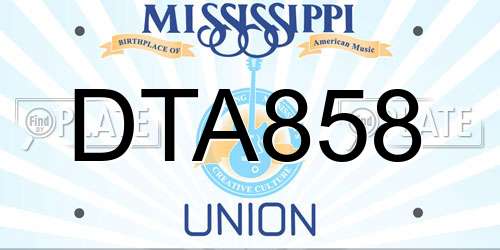 DTA858 Mississippi License Plate
