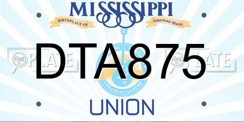 DTA875 Mississippi License Plate
