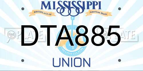 DTA885 Mississippi License Plate