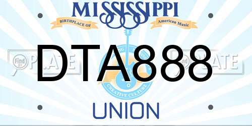 DTA888 Mississippi License Plate