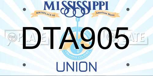 DTA905 Mississippi License Plate