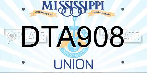 DTA908 Mississippi License Plate