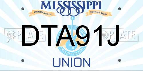 DTA91J Mississippi License Plate