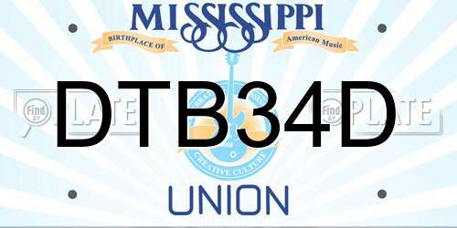 DTB34D Mississippi License Plate