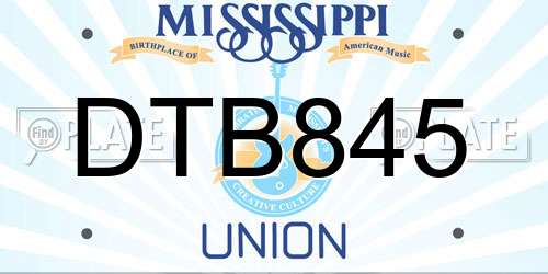 DTB845 Mississippi License Plate