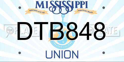DTB848 Mississippi License Plate