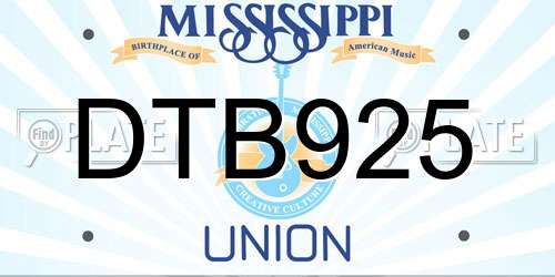 DTB925 Mississippi License Plate