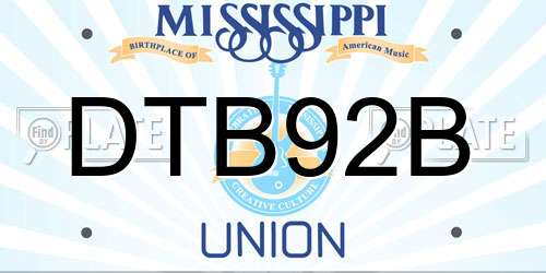 DTB92B Mississippi License Plate