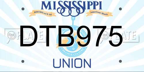 DTB975 Mississippi License Plate