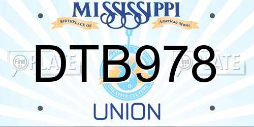 DTB978 Mississippi License Plate