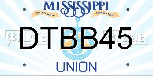 DTBB45 Mississippi License Plate