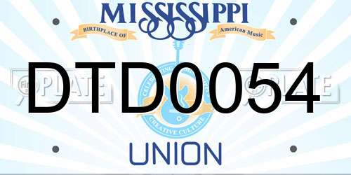 DTD0054 Mississippi License Plate