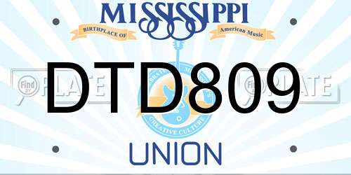 DTD809 Mississippi License Plate