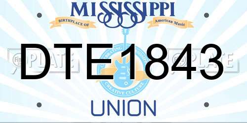 DTE1843 Mississippi License Plate