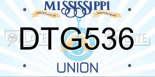 DTG536 Mississippi License Plate