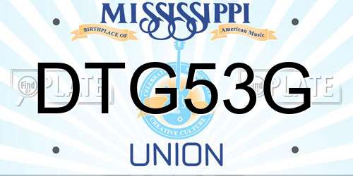 DTG53G Mississippi License Plate