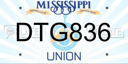 DTG836 Mississippi License Plate