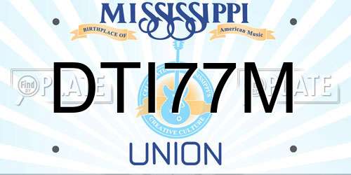 DTI77M Mississippi License Plate