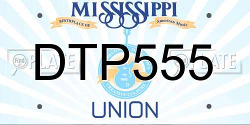 DTP555 Mississippi License Plate