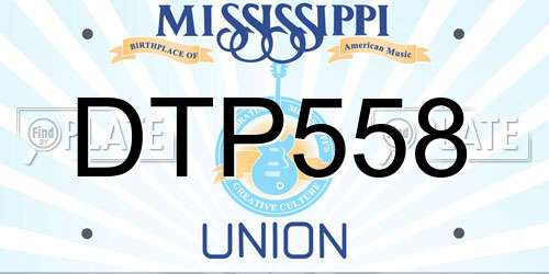 DTP558 Mississippi License Plate