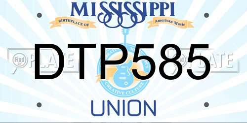 DTP585 Mississippi License Plate