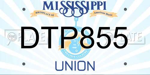 DTP855 Mississippi License Plate