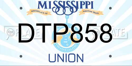 DTP858 Mississippi License Plate