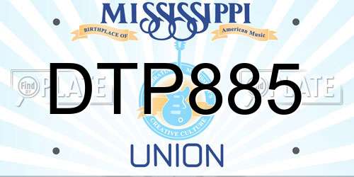 DTP885 Mississippi License Plate