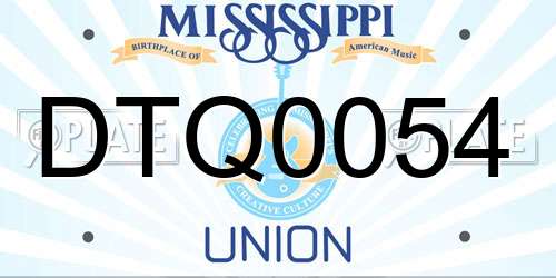 DTQ0054 Mississippi License Plate