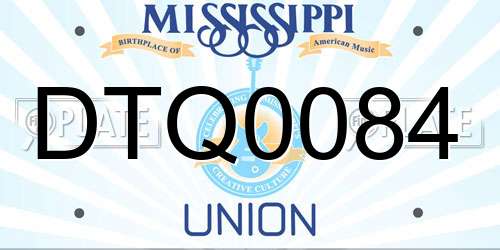 DTQ0084 Mississippi License Plate