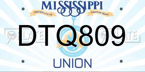 DTQ809 Mississippi License Plate