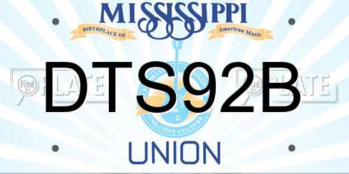 DTS92B Mississippi License Plate