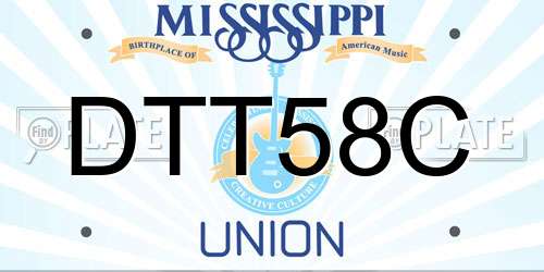 DTT58C Mississippi License Plate