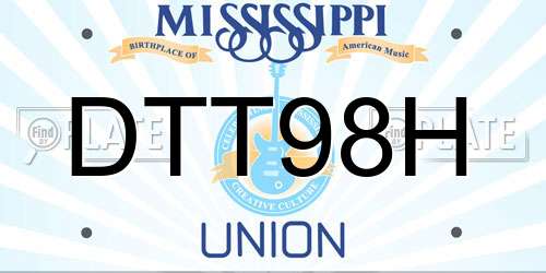 DTT98H Mississippi License Plate