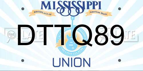 DTTQ89 Mississippi License Plate