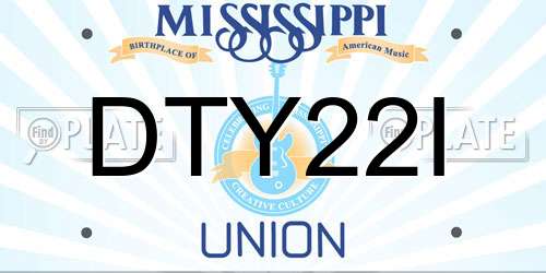 DTY22I Mississippi License Plate