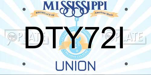 DTY72I Mississippi License Plate