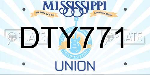 DTY771 Mississippi License Plate