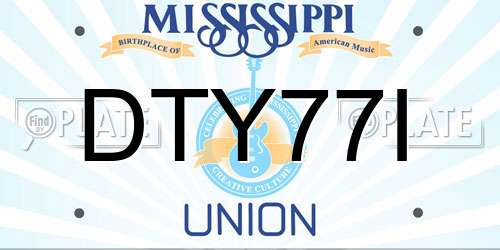 DTY77I Mississippi License Plate