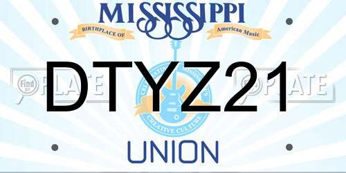 DTYZ21 Mississippi License Plate