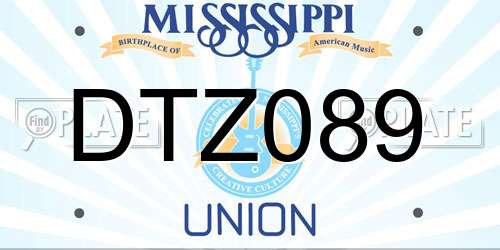 DTZ089 Mississippi License Plate