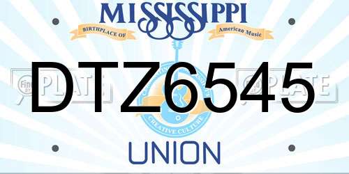 DTZ6545 Mississippi License Plate