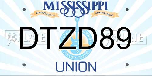 DTZD89 Mississippi License Plate