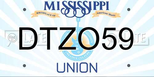 DTZO59 Mississippi License Plate
