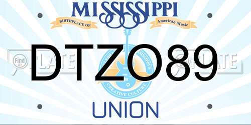 DTZO89 Mississippi License Plate