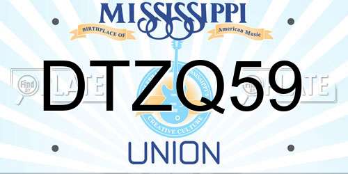 DTZQ59 Mississippi License Plate