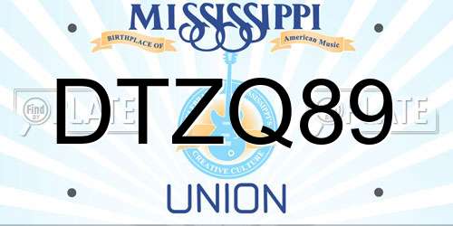 DTZQ89 Mississippi License Plate